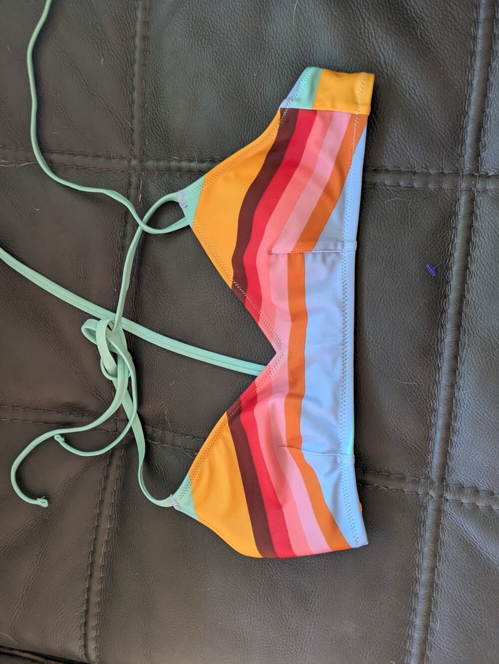 aerie Multicolor Stripe Bikini Top - Yellow, Pink, Red, Blue